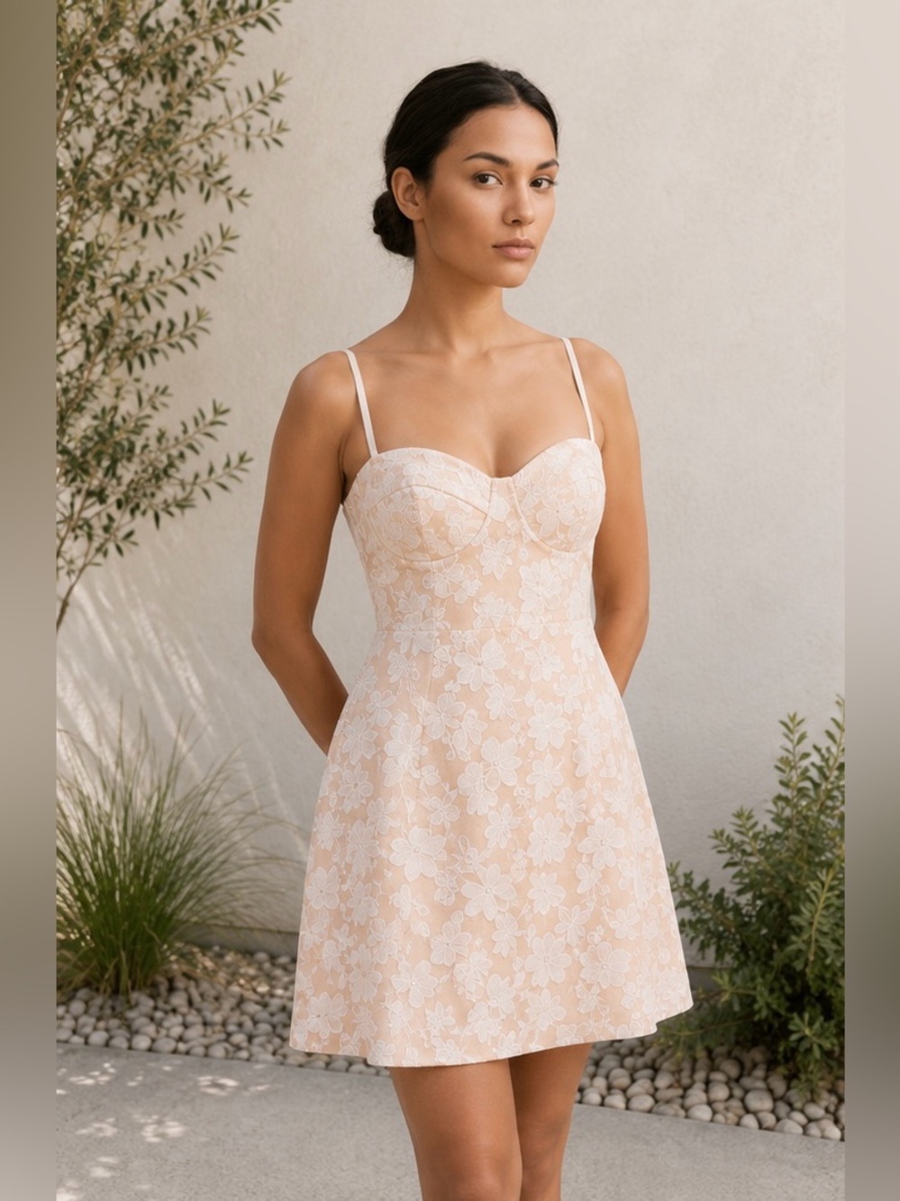 Windsor Brown Bustier Textured Floral Strapless Mini Dress Large NWT Lined - Picture 1 of 11